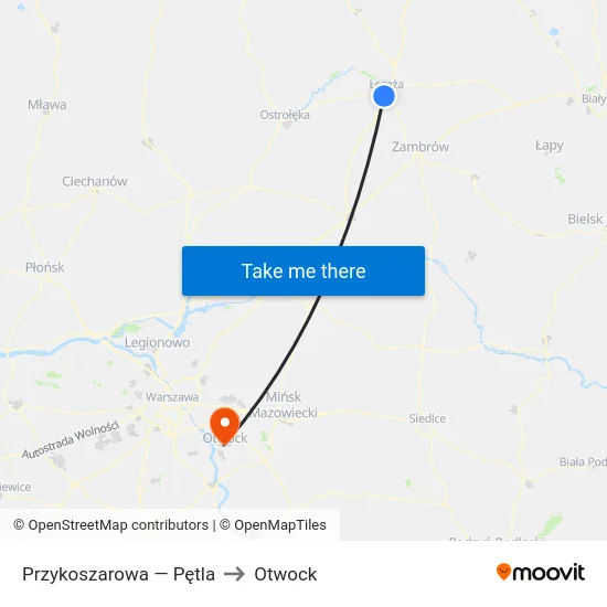 Przykoszarowa — Pętla to Otwock map