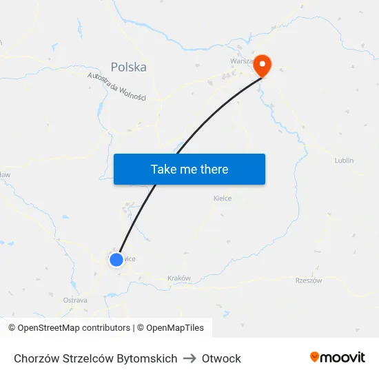 Chorzów Strzelców Bytomskich to Otwock map