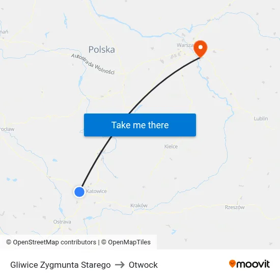 Gliwice Zygmunta Starego to Otwock map
