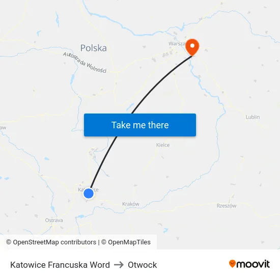 Katowice Francuska Word to Otwock map