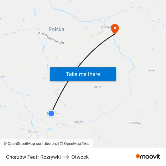 Chorzów Teatr Rozrywki to Otwock map
