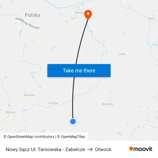 Nowy Sącz Ul. Tarnowska - Zabełcze to Otwock map