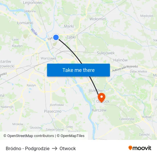 Bródno - Podgrodzie to Otwock map