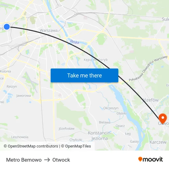 Metro Bemowo to Otwock map