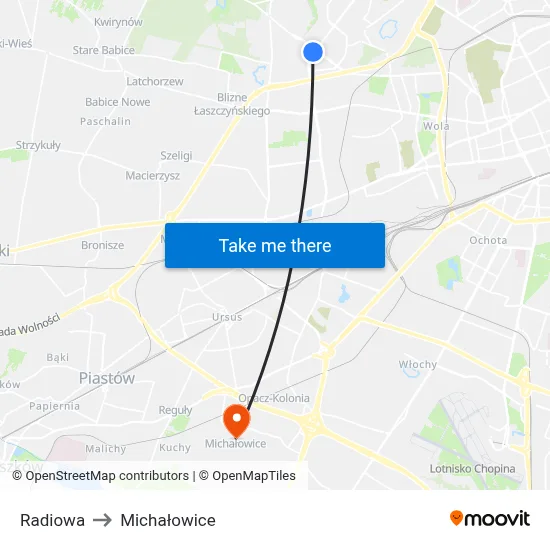 Radiowa to Michałowice map