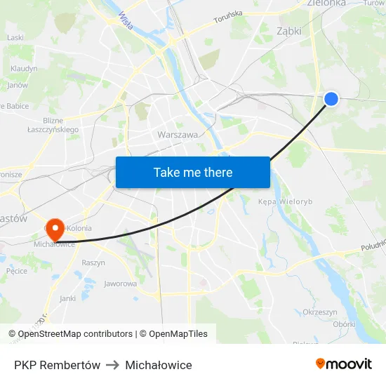 PKP Rembertów to Michałowice map