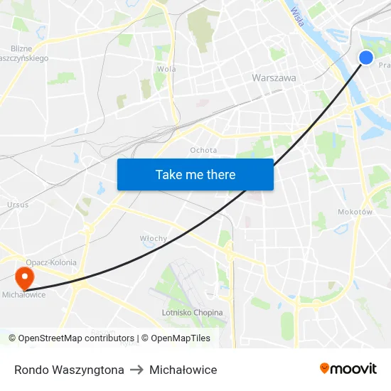 Rondo Waszyngtona to Michałowice map