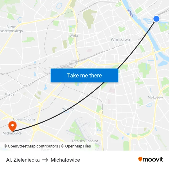 Al. Zieleniecka to Michałowice map