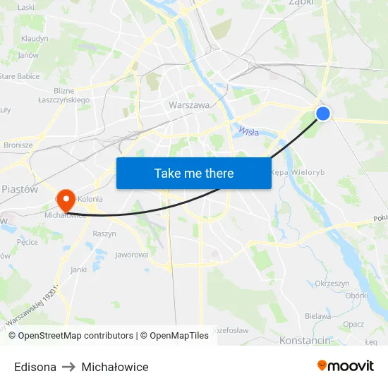Edisona to Michałowice map