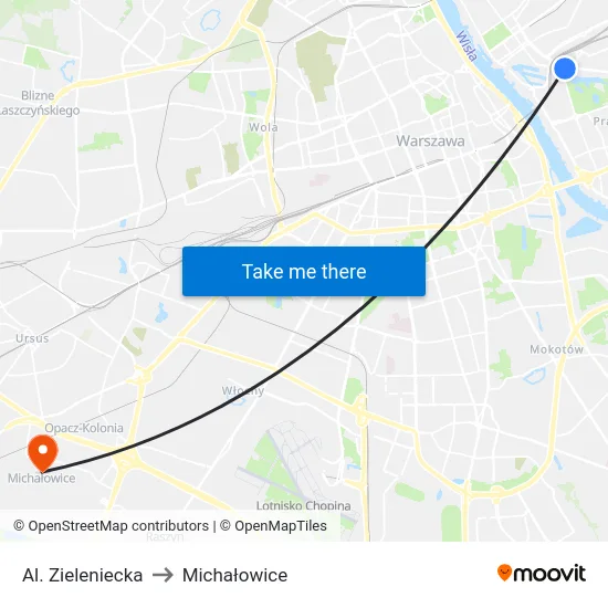 Al. Zieleniecka to Michałowice map