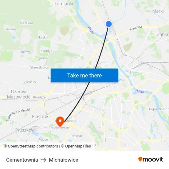 Cementownia to Michałowice map