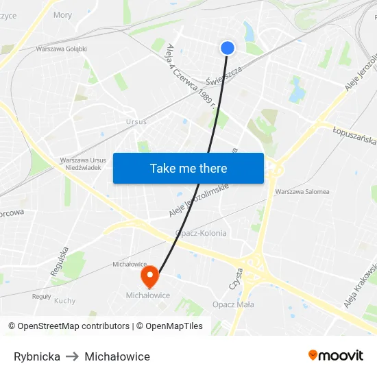 Rybnicka to Michałowice map