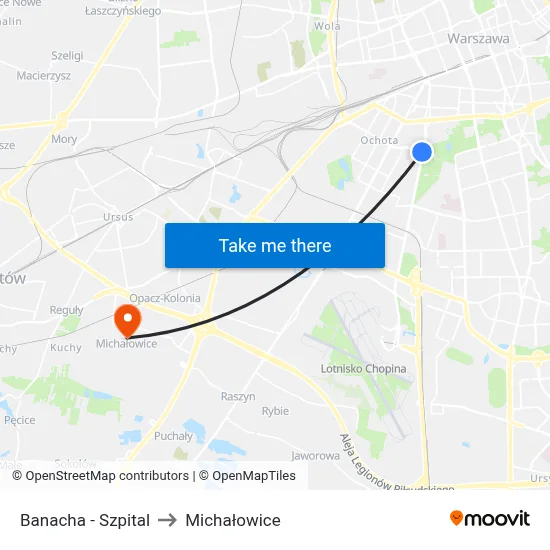 Banacha - Szpital to Michałowice map
