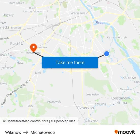 Wilanów to Michałowice map