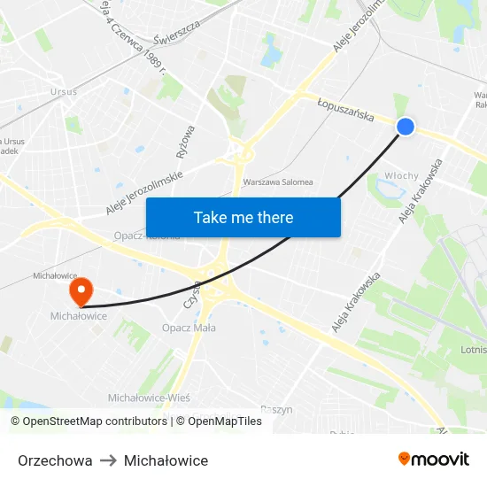 Orzechowa to Michałowice map