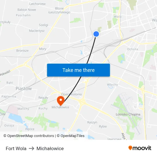 Fort Wola to Michałowice map