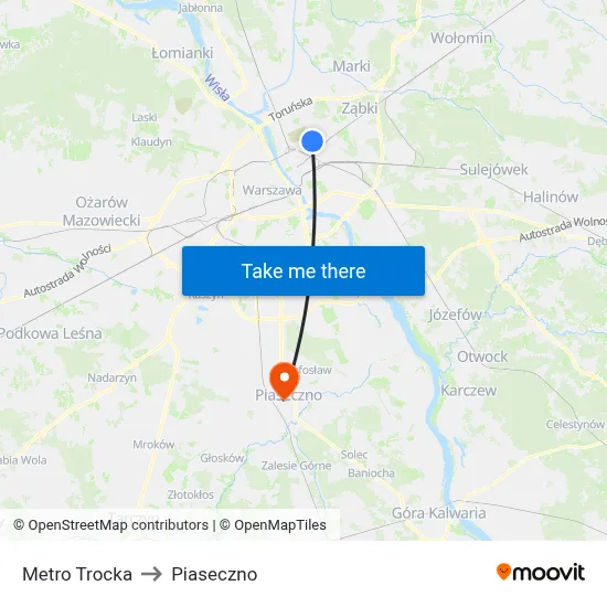 Metro Trocka to Piaseczno map