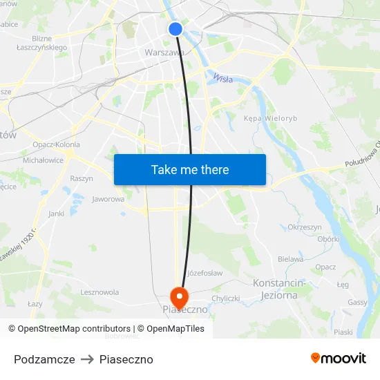 Podzamcze to Piaseczno map