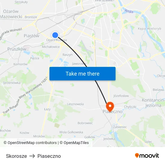 Skorosze to Piaseczno map