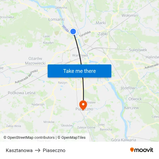 Kasztanowa to Piaseczno map