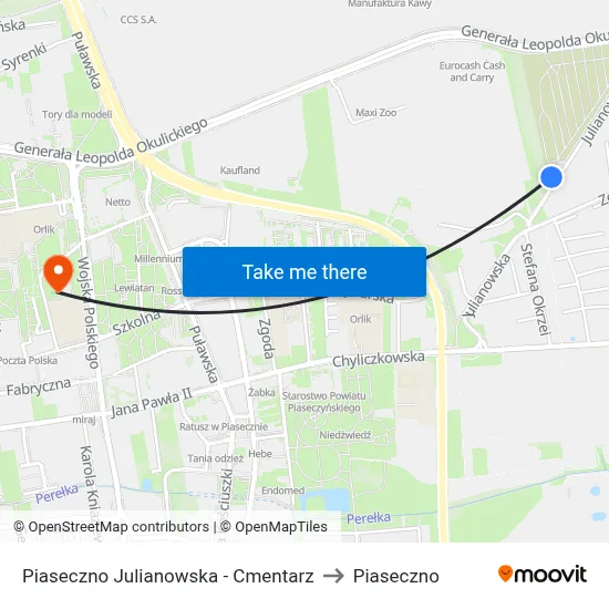 Piaseczno Julianowska - Cmentarz to Piaseczno map