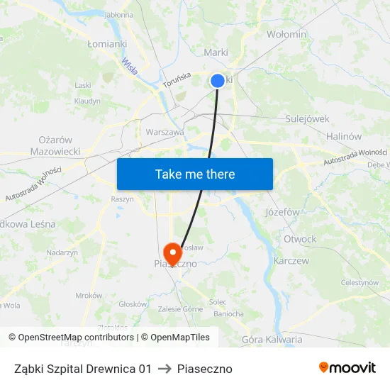 Ząbki Szpital Drewnica 01 to Piaseczno map