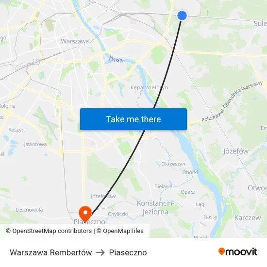Warszawa Rembertów to Piaseczno map