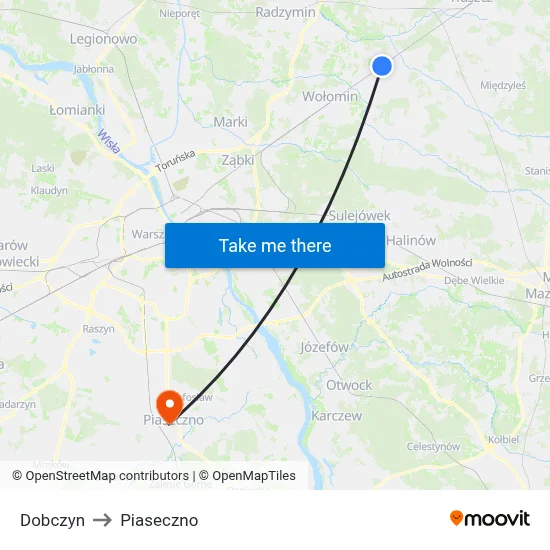 Dobczyn to Piaseczno map