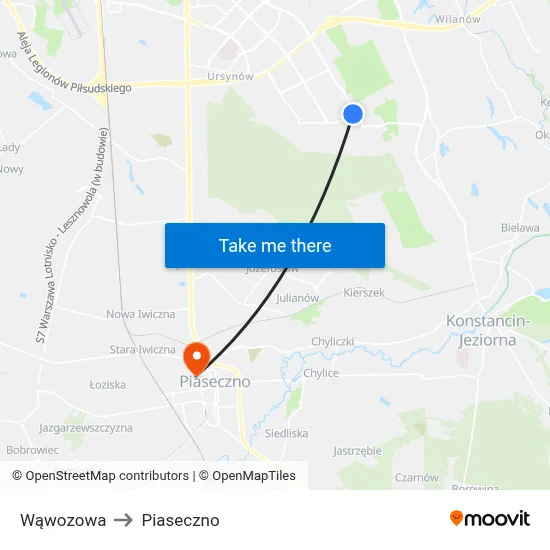 Wąwozowa to Piaseczno map