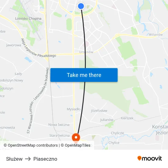 Służew to Piaseczno map