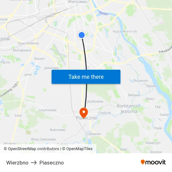 Wierzbno to Piaseczno map