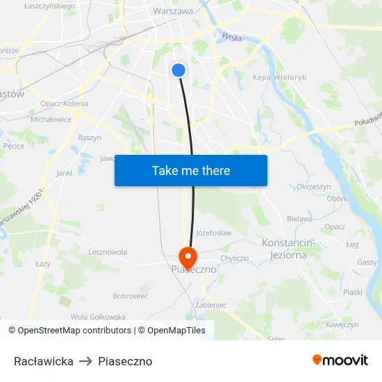 Racławicka to Piaseczno map