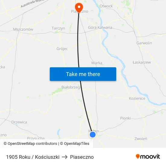 1905 Roku / Kościuszki to Piaseczno map