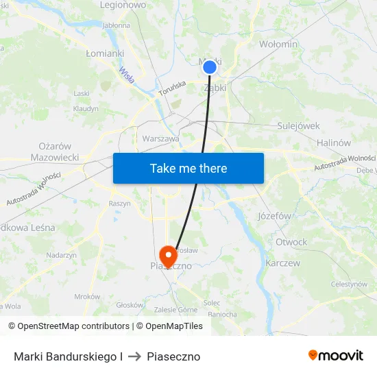 Marki Bandurskiego I to Piaseczno map