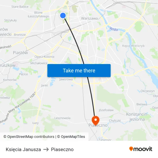 Księcia Janusza to Piaseczno map
