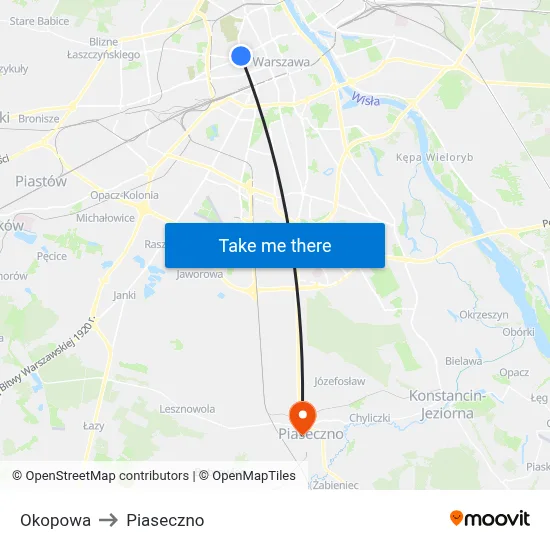 Okopowa to Piaseczno map