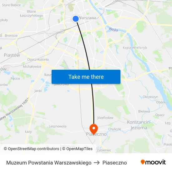 Muzeum Powstania Warszawskiego to Piaseczno map