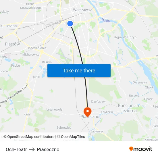 Och-Teatr to Piaseczno map