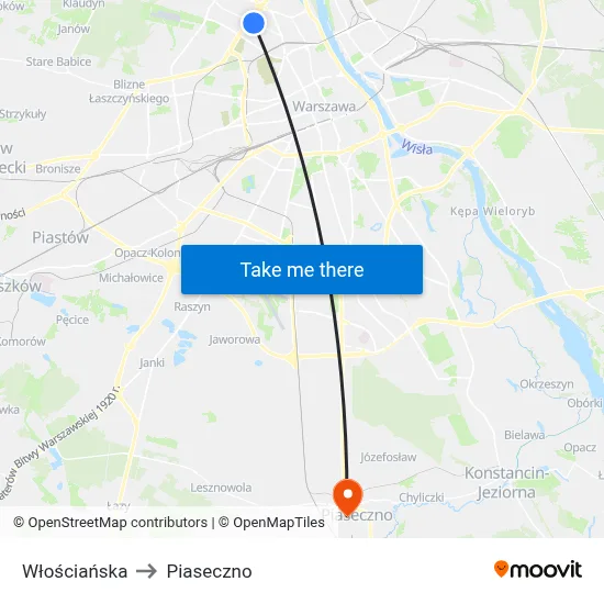 Włościańska to Piaseczno map