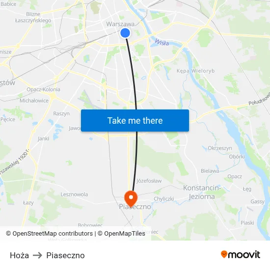 Hoża to Piaseczno map