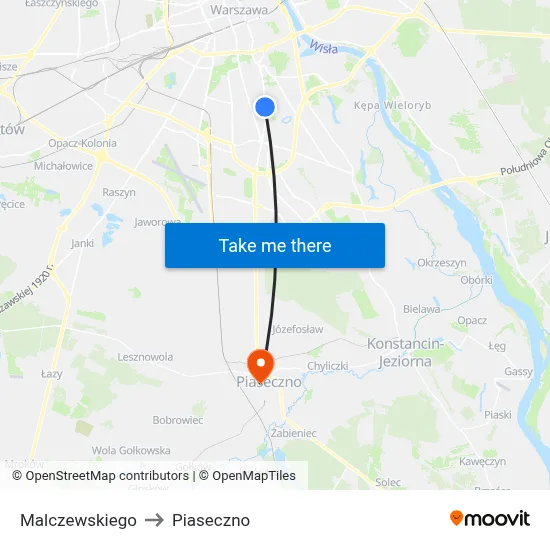 Malczewskiego to Piaseczno map