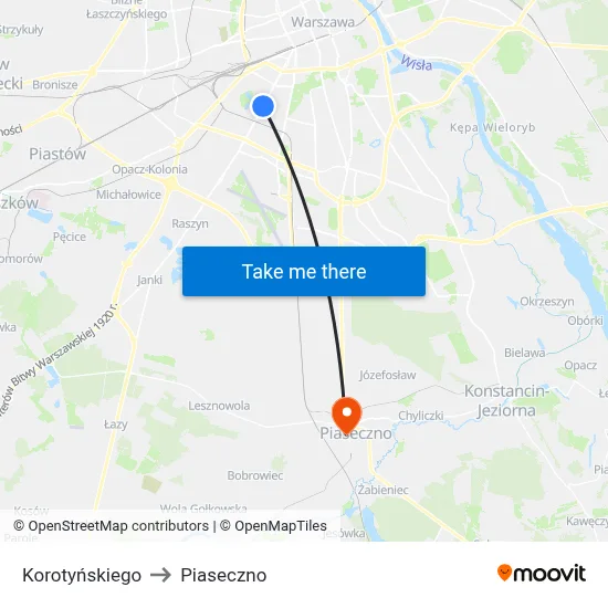 Korotyńskiego to Piaseczno map