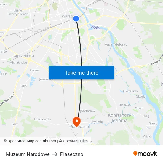 Muzeum Narodowe to Piaseczno map