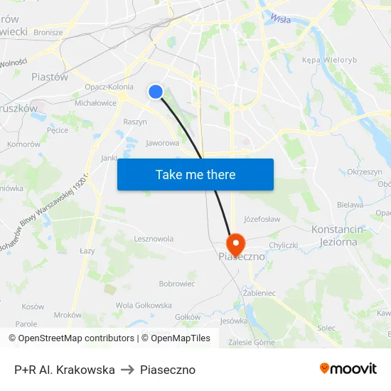 P+R Al. Krakowska to Piaseczno map
