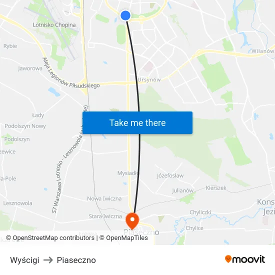 Wyścigi to Piaseczno map