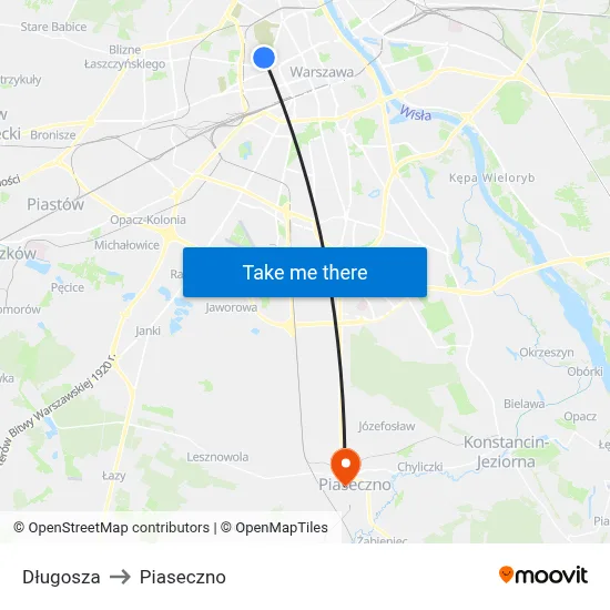 Długosza to Piaseczno map