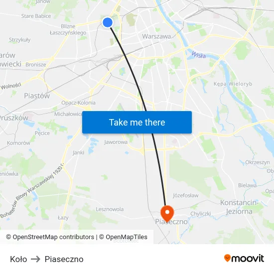 Koło to Piaseczno map