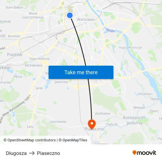 Długosza to Piaseczno map
