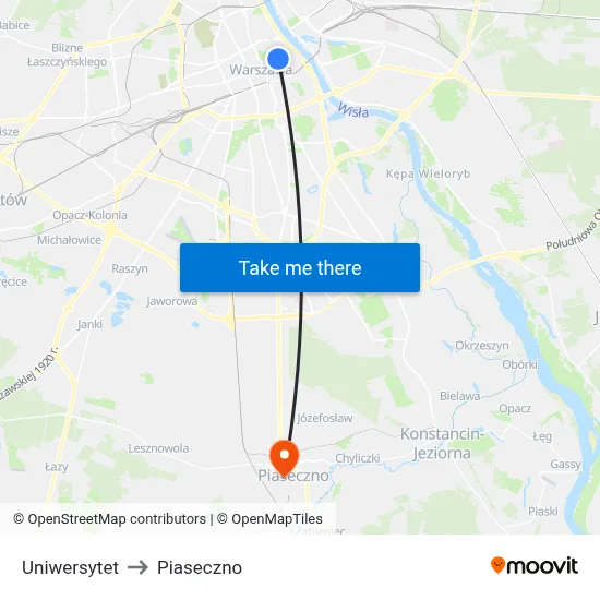 Uniwersytet to Piaseczno map