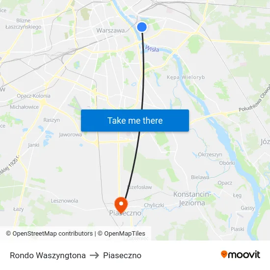 Rondo Waszyngtona to Piaseczno map